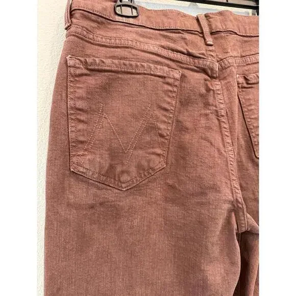 MOTHER The Rambler Zip Sneak Wide Leg Jeans In Brown